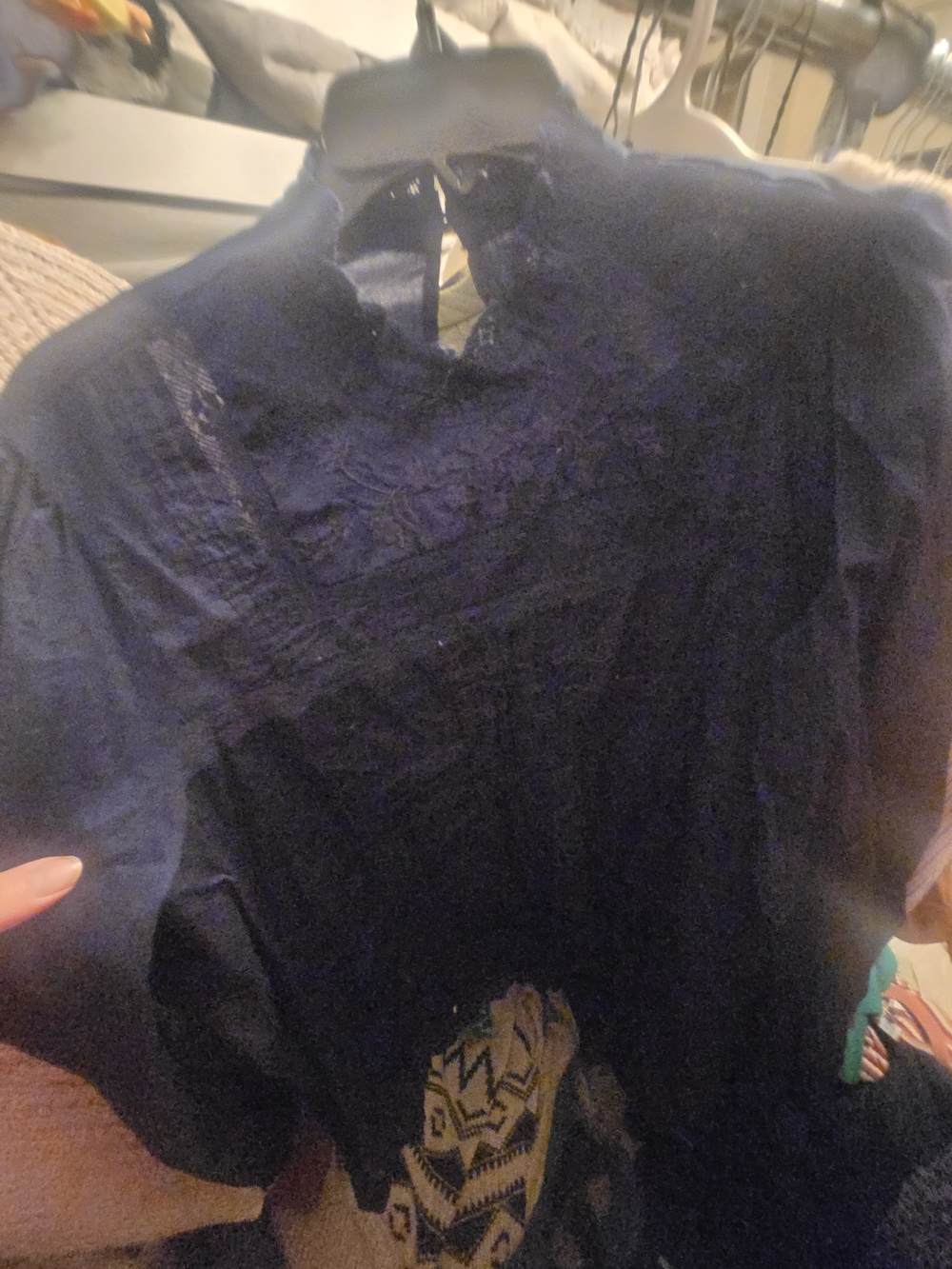 GAP Navy Blue Women's Lace Yoke Blouse